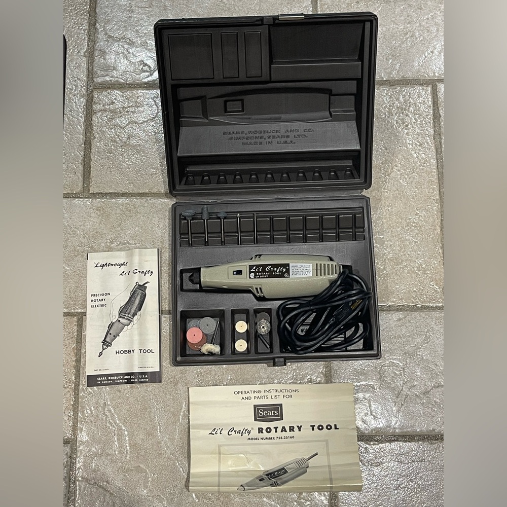 Vintage Sears Li'l Crafty Electric Rotary Tool Set